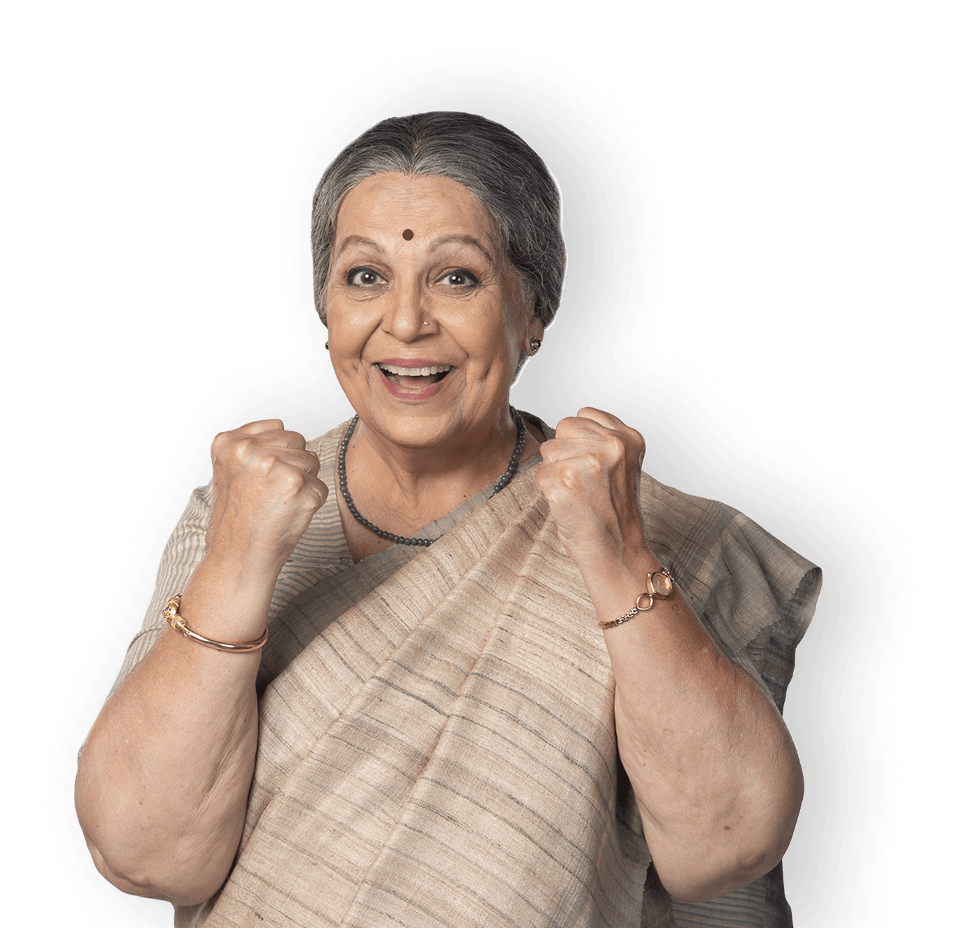 Excited elderly woman